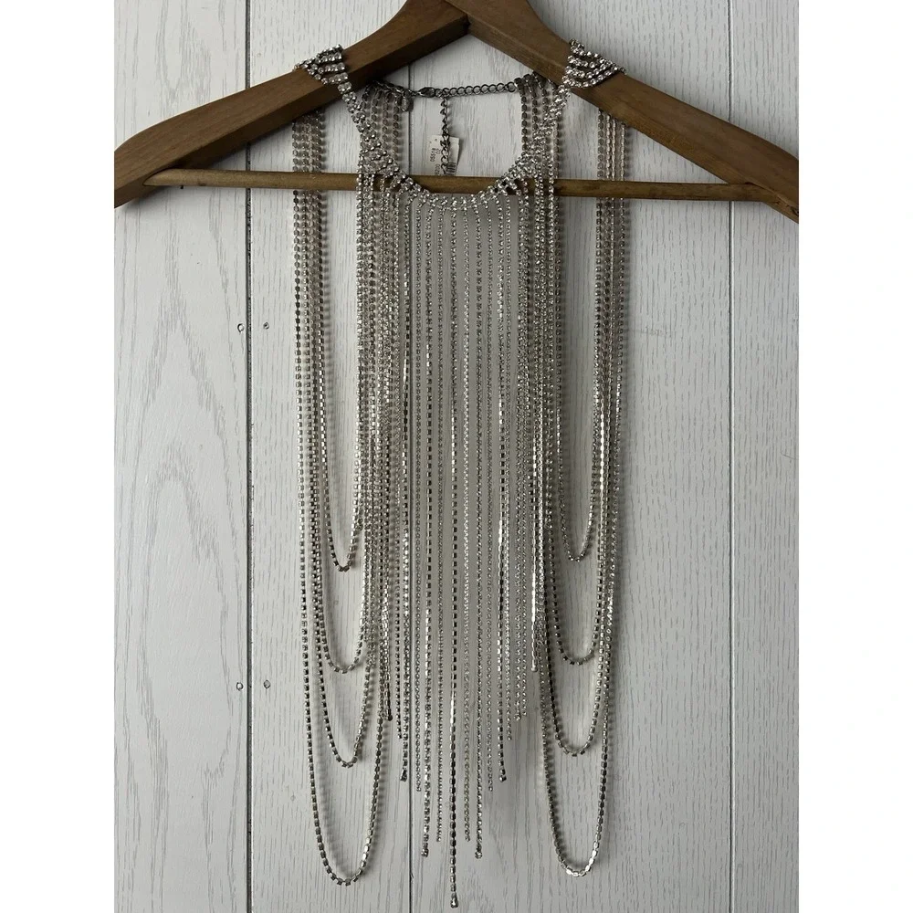 Vintage Y2K Express Rhinestone Collar Body Necklace Top NWT MSRP $300 New